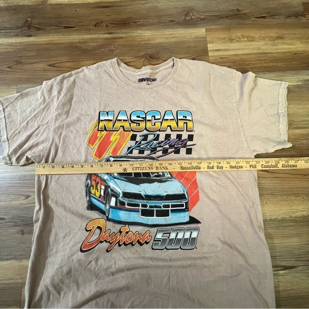 Nascar Tan Racing Tee with Colorful Car Graphic size XL NWOT